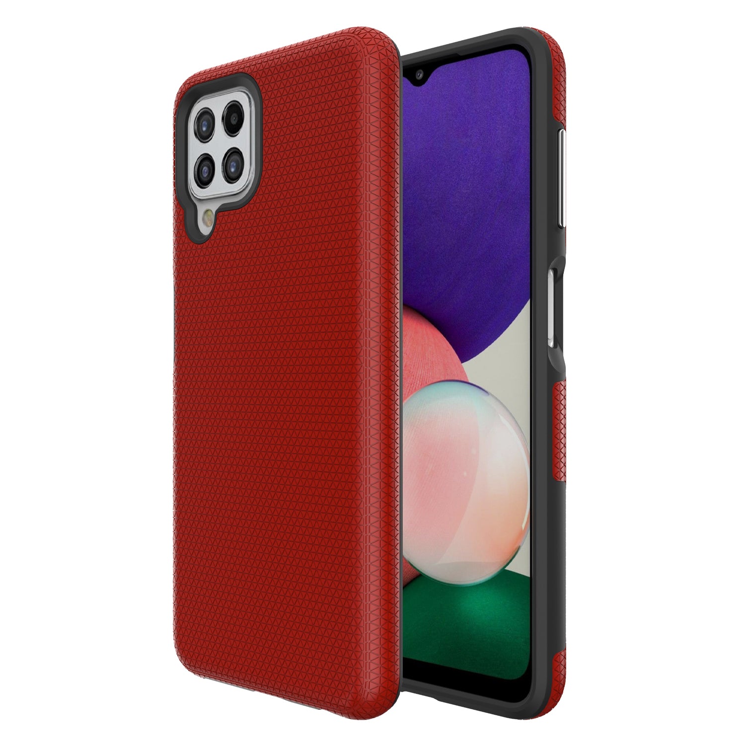 TPU PC Cover for Samsung Galaxy A22 4G (EU Version) Hybrid Case Triangle Military Grade Fall Protection Back Shell TPU PC Cover for Samsung Galaxy A22 4G (EU Version) Hybrid Case Triangle Military Grade Fall Protection Back Shell